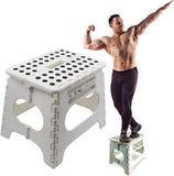 Folding Step Stool Pack of 2 - Contain 11" White and 9" White Height - Holds up to 300 Lb - The Lightweight Foldable Step Stool is Sturdy Enough to Support Adults