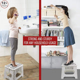 Folding Step Stool Pack of 2 - Contain 11" White and 9" White Height - Holds up to 300 Lb - The Lightweight Foldable Step Stool is Sturdy Enough to Support Adults
